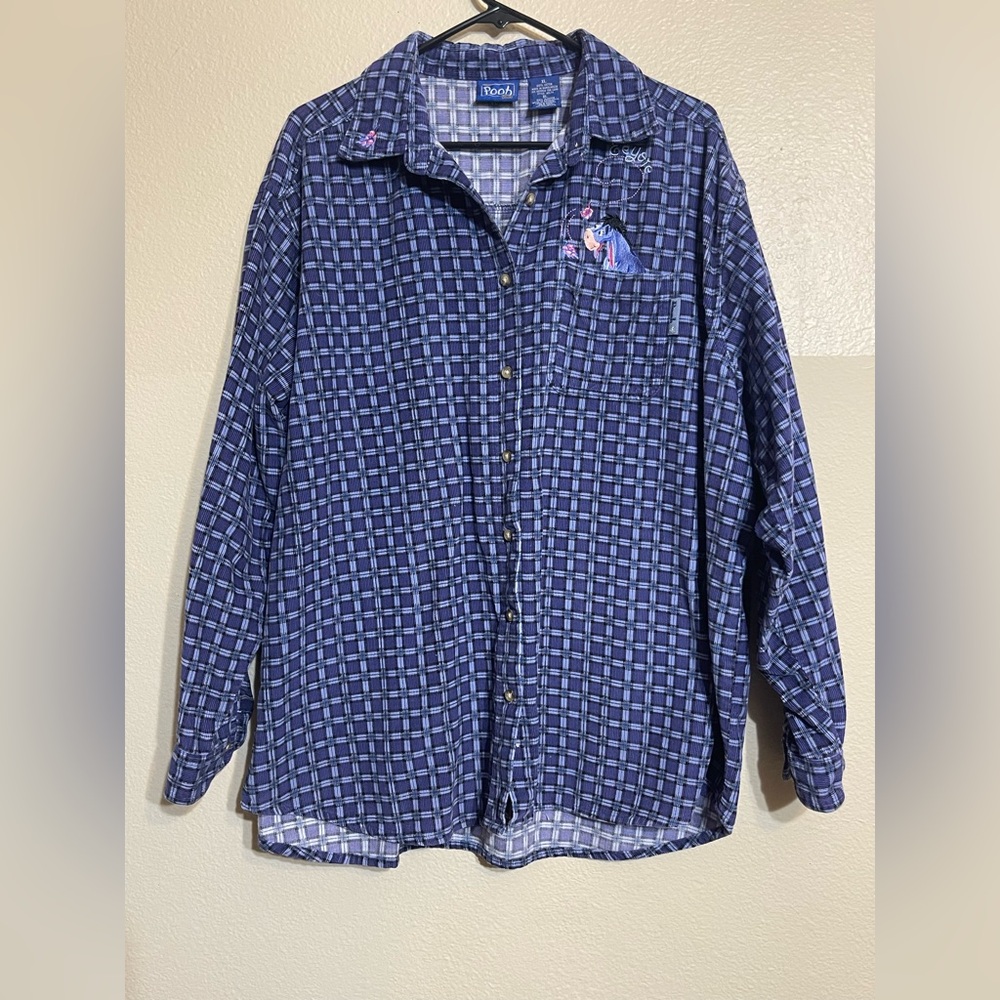 Disney vintage Pooh Women’s XL Corduroy  Checkered Embroidered Eeyore